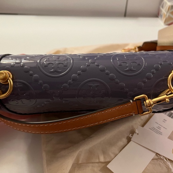 *SOLD* Tory Burch Monogram Patent Embossed Small Shoulder Bag - Picture 7 of 11